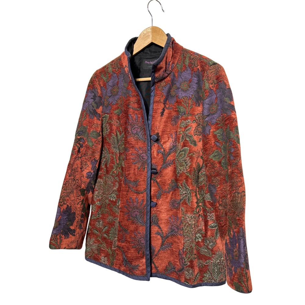 Mary‎ Lynn O'Shea Ornate Floral Tapestry Mandarin Collar Kimono Jacket Size XS
